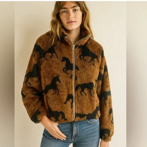 Brown Horse Pattern Women Sweater - Picture 6 of 6